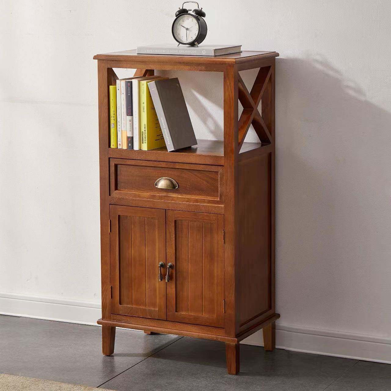 美式乡村田园柜纯实木架阳台置物书架简约储物柜边柜202301纳斗柜