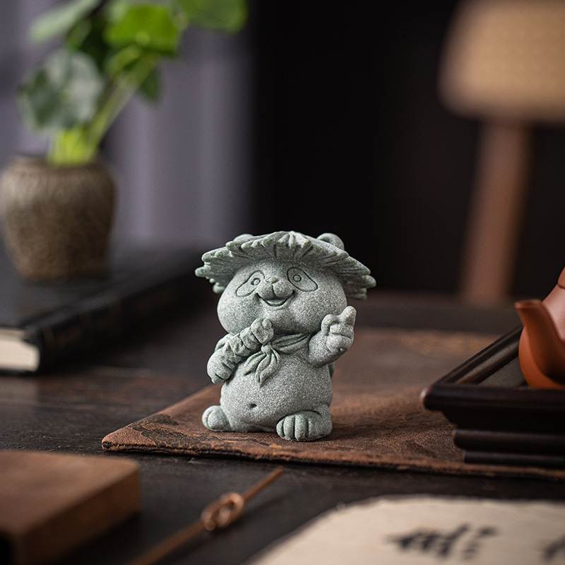 国潮风神龙大侠熊猫茶宠茶玩摆件创意动物治愈系办公室桌面伴手礼