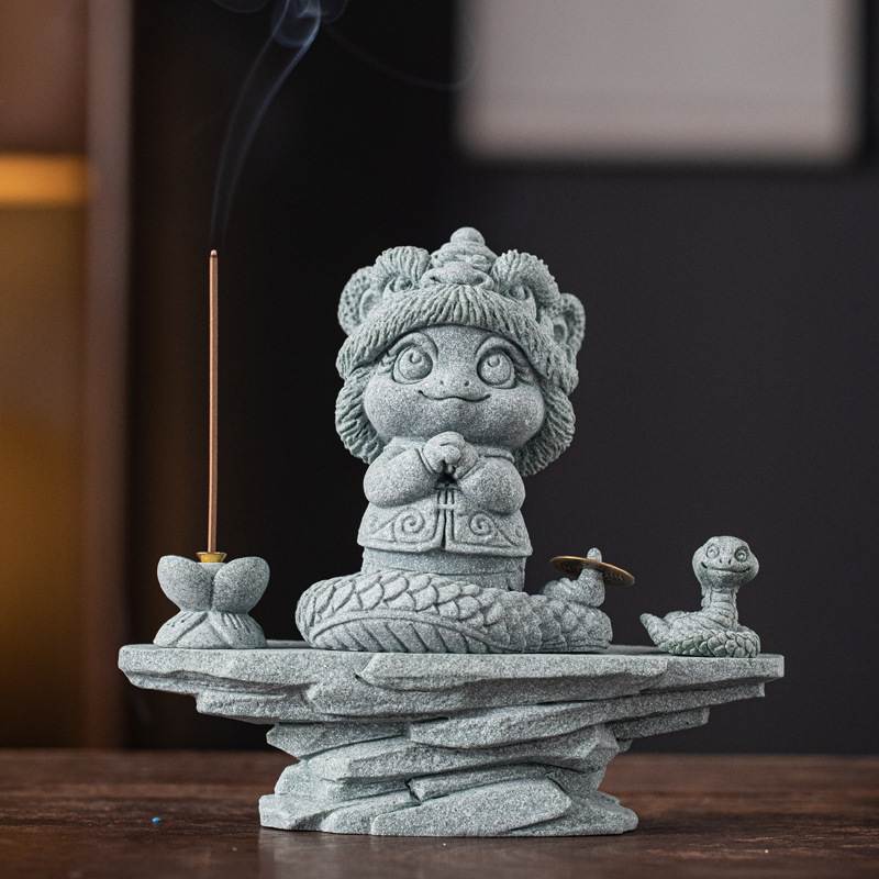 创意十二生肖蛇年招财吉祥物拜年蛇线香插摆件舞狮灵蛇香薰香炉