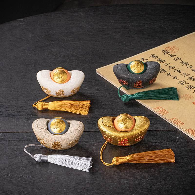 创意招财元宝茶宠摆件中式转运球手把件特色文创礼品客厅桌面装饰