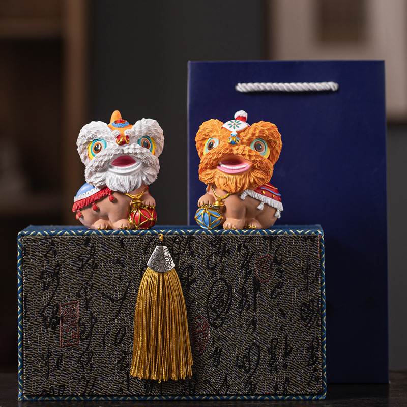 创意佛山舞狮国潮醒狮家居客厅玄关桌面装饰品商务伴手礼品摆件