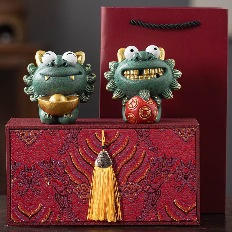 彩金开心喵招财进宝桌面装饰品摆件一对财源滚滚商务公司伴手礼物