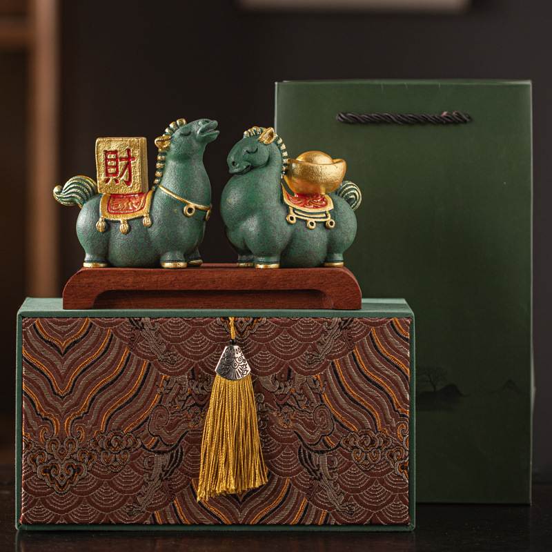 国潮风马上发财摆件新中式马上有钱客厅玄关办公室装饰品开业礼品