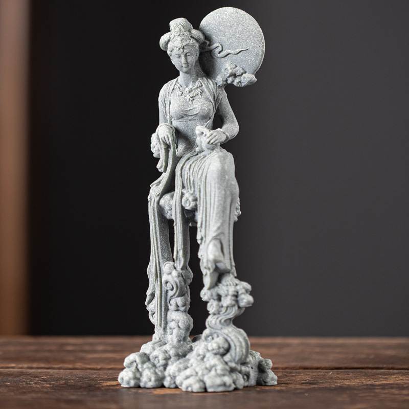 青砂石中式嫦娥仙子家居装饰客厅玄关书房桌面历史人物工艺品摆件