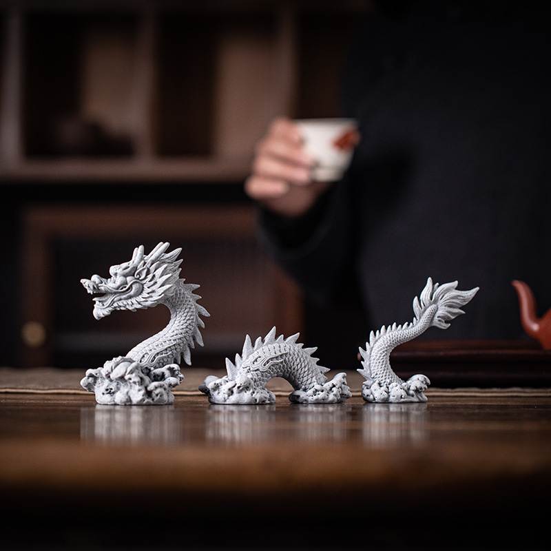 创意祥龙腾云假山盆栽微景观装饰鱼缸造景神龙分体式设计桌面摆件
