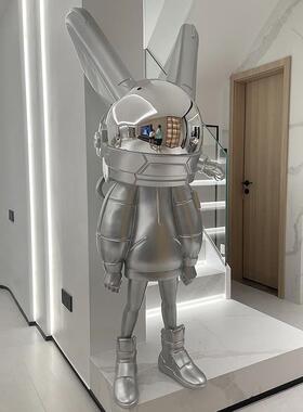 机械太空兔装饰品家居客厅电视柜落地创意电镀高级感软装艺术摆件