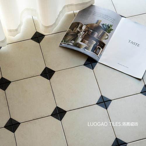 中古风做旧八角花砖地砖法式复古民宿餐厅咖啡店阳台卫生间瓷砖