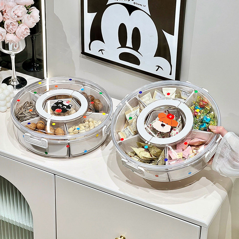 生活一角 旋转果盘家用客厅茶几零食糖果盒分格密封坚干果收纳盒,餐饮具,果盆/果盘/果篮,淘宝优惠券,粉丝福利购,淘宝优惠卷