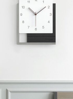 EMITDOOG免打孔方形挂钟客厅北欧轻奢钟表时钟挂墙现代简约个性