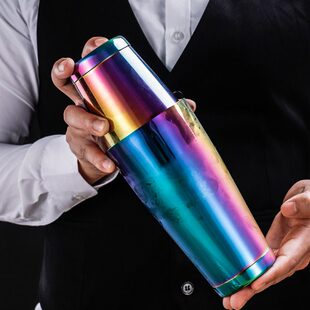 不锈钢炫彩波士顿调酒器摇酒壶调酒壶雪克杯鸡尾酒调酒杯shaker