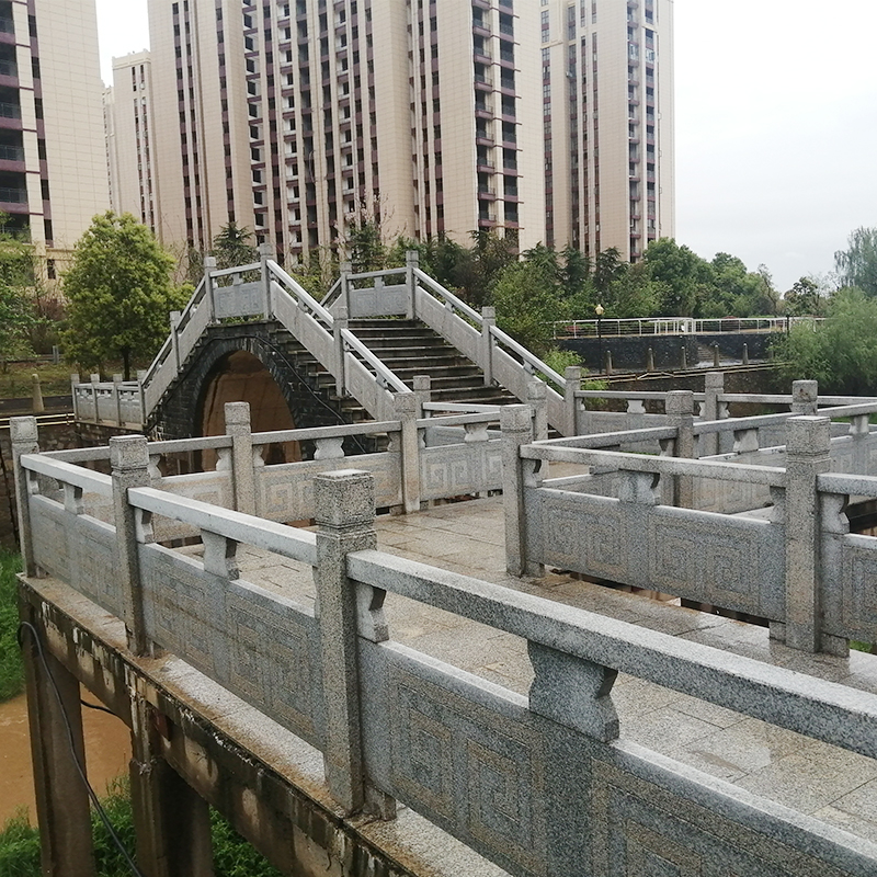 石栏杆天然大理石河道护栏花岗岩芝麻白灰公园林景区拱桥围栏定制