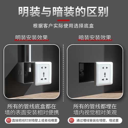 不锈钢明盒86金属布线盒墙壁开关超薄H底座插座面板接线盒明装底