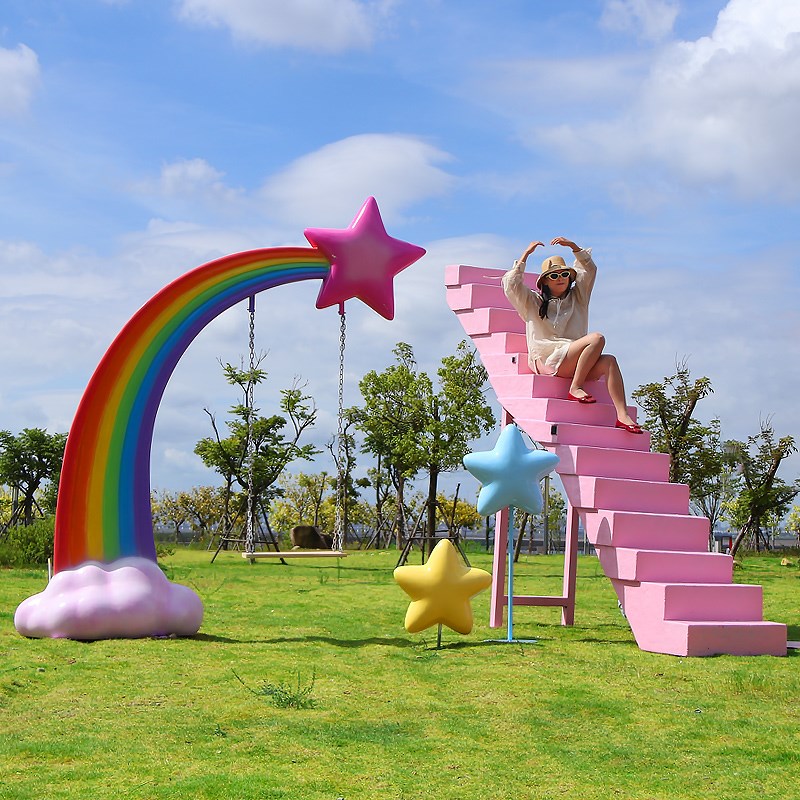 网红云朵秋千天梯相框打卡摆件雕塑景区草坪商场装饰营地户外造景