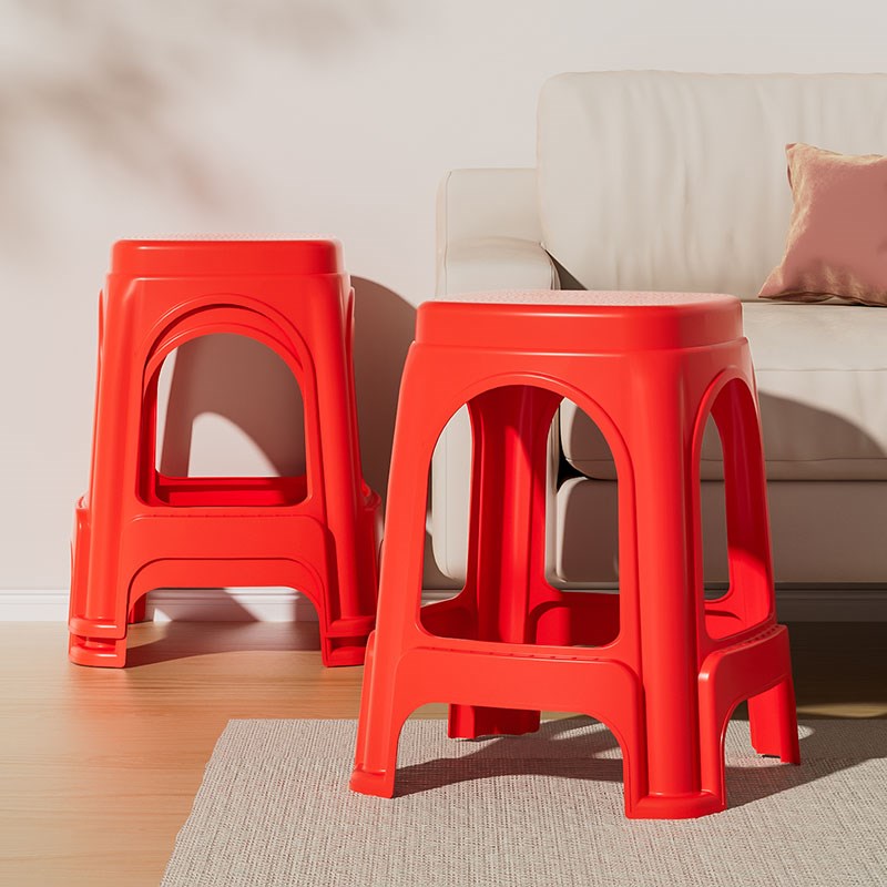 塑料凳子加厚家用餐桌椅子特厚大人结实商用胶凳塑料椅红高凳塑胶