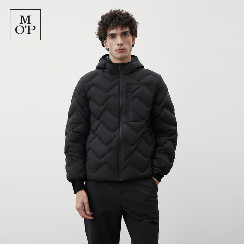 Marc O'Polo/MOP冬季新款简约菱形格大口袋中厚羽绒服男保暖外套