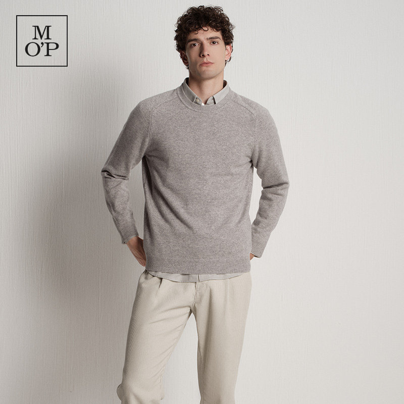 Marc O'Polo/MOP2025冬季新款100%羊绒圆领斑花罗纹毛织套头衫男