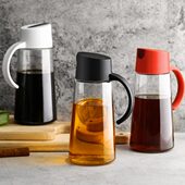 资顺玻璃油壶装 油倒油防漏厨房家用自动开合大容量酱油醋油罐油瓶