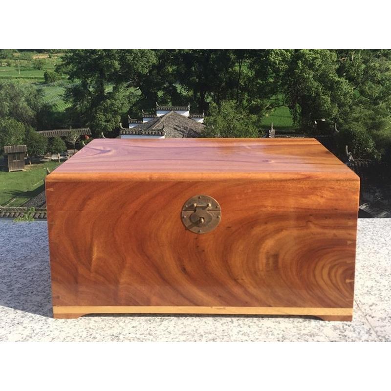 小樟木箱子香樟木盒红樟榫卯收纳证件首饰中式双层定制锁独板复古