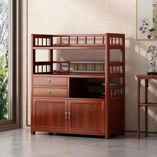 实木简约复古博古架茶水柜多功能收纳多层茶叶柜置物架多宝阁收纳