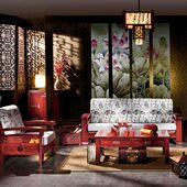 中式 榆木折叠沙发 实木折叠沙发 新中式 D019多功能实木沙发