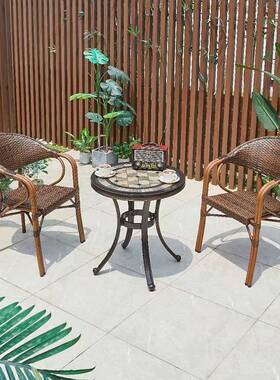 ZVT阳台休闲家三套组合户外具藤椅铸铝桌一件桌两椅露台休桌闲椅