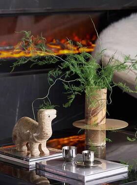 现代楼奢花器样板间售处房书架花瓶JJD书花艺托盘组合装饰品轻摆