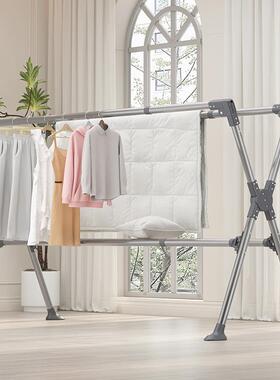 加架厚20230407不锈钢阳器台家用晾衣架地立落可折叠移动挂衣晒被