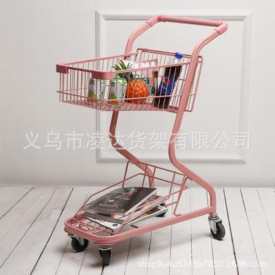 粉娃娃店食双层网红购物Kt车v摆摊零店便36色利店购物车超市手推