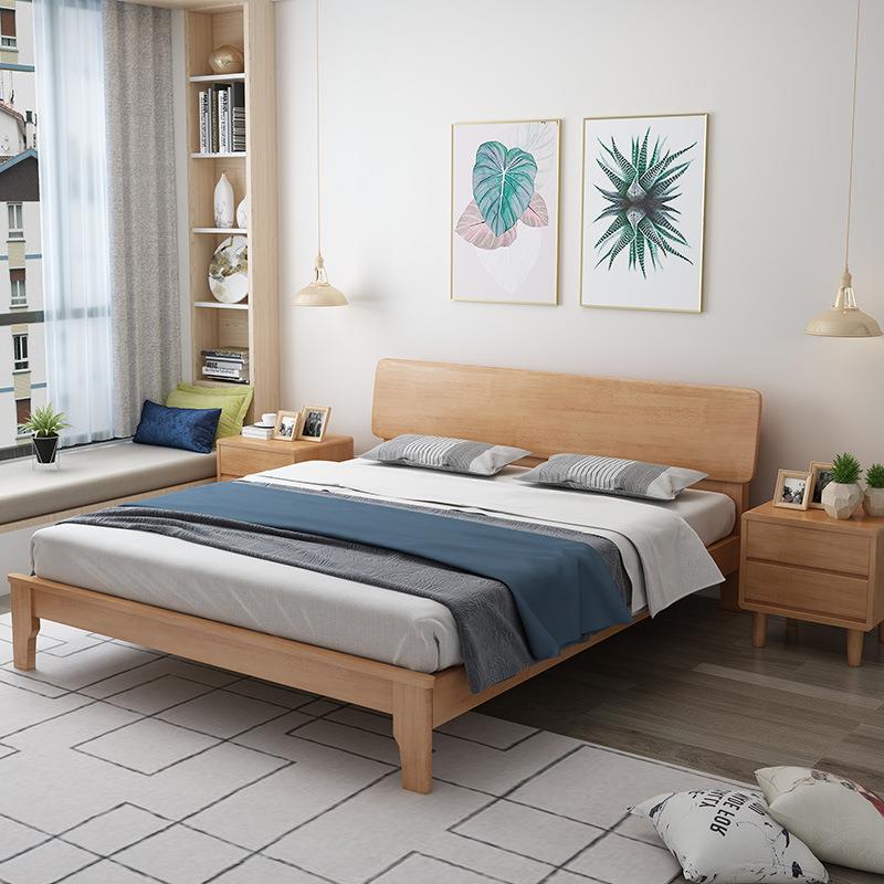 北欧约1经8济型实木床.5m/1.米双人床简小户型卧室气压储物YF-107