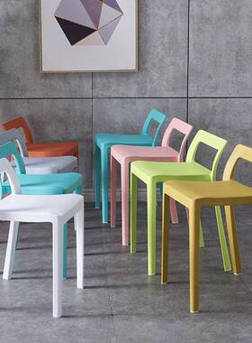 凳子椅子靠背塑料厚家用s北欧谈简约网加红客厅i77021n餐椅洽椅等