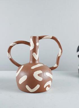 客现代简件约北欧极简白黑花纹树脂摆件花器摆样板房厅软装13饰品