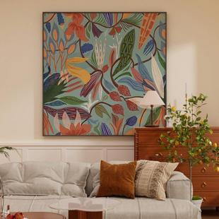 现代南复风花朵客厅玄关S 饰画方形 1919古挂画沙发背景墙卧洋室装