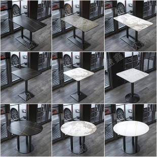 商岩板长小餐桌清吧酒吧桌子咖啡厅奶茶店用食堂002快餐厅吃店方