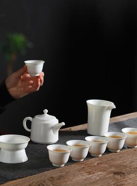 羊玉功脂夫茶套装家用38725奢中式办公室会客高档白瓷茶轻具壶茶