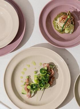 法式碗碟餐具套装Z1204陶瓷碗盘餐家用紫色盘子饭汤组碗合全套碗i