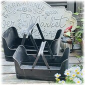 法式 三款 厚铁复古做旧园艺花器摆件 怀旧 可选 工具提篮 孤品