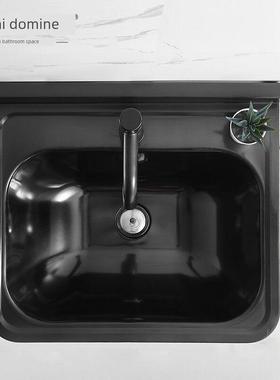 黑色创意盆不锈钢挂墙式洗手盆阳台简易洗脸池挂盆卫生间家用