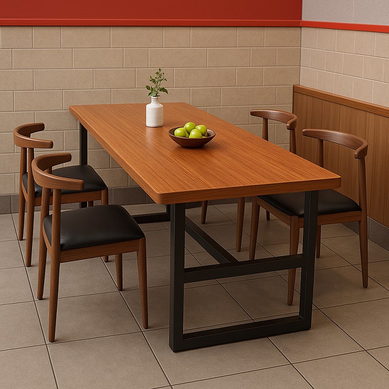 餐桌家用小户型吃饭桌子餐v饮商用饭店长方形烧烤店快餐店桌椅组