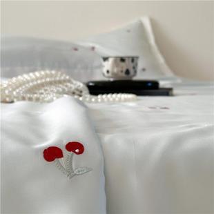 夏季 支兰精天丝夏凉被刺绣樱桃裸睡凉感蚕丝空调被丝滑双人薄被