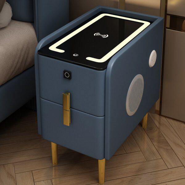 智能床头柜现代简约多功能全实木小型柜无线充电音响轻奢超窄25cm