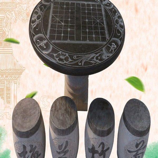 青石石桌石凳庭院花园户外石桌凳一套公园小区室外休闲棋盘圆石桌