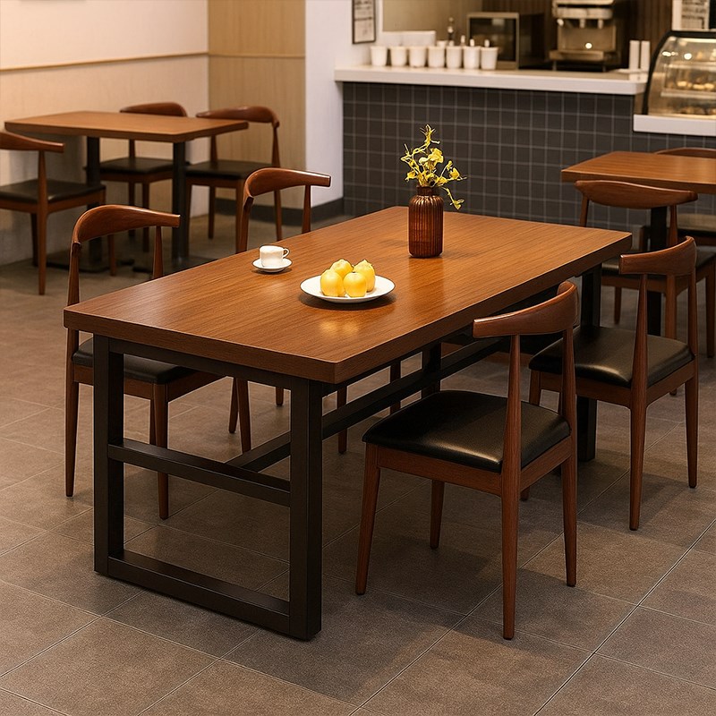 桌子餐饮商用长方形快餐店专用餐桌E椅组合简易家用小户型吃饭桌
