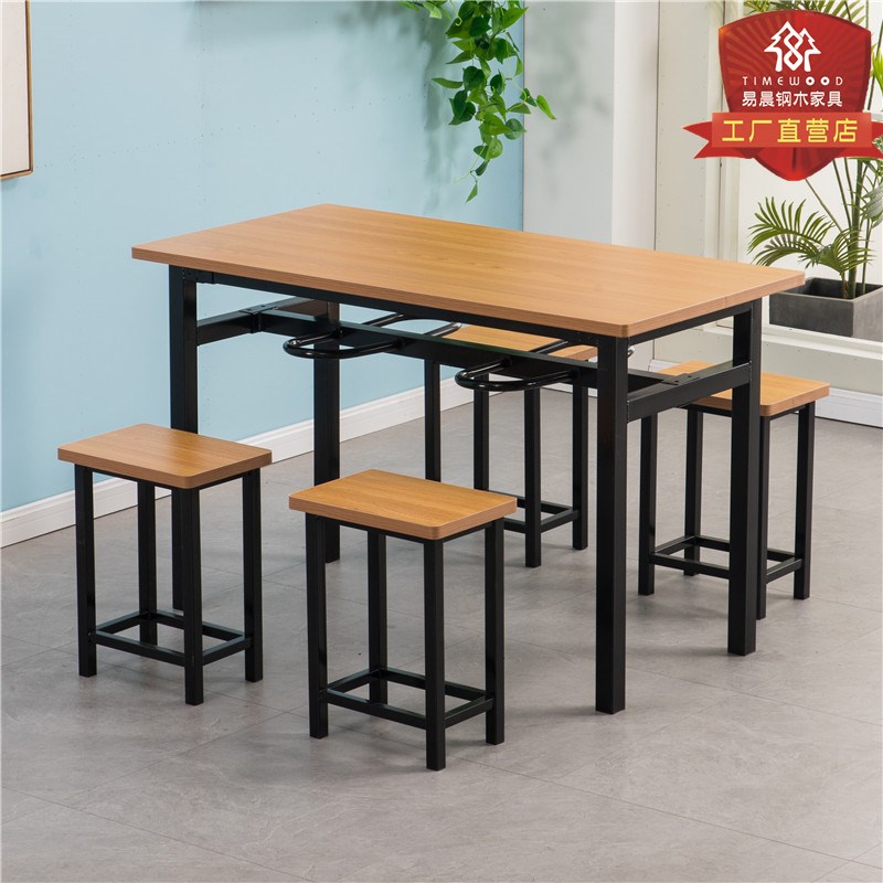 公司员工食堂4h人6人8人位挂凳餐桌长方形分体快餐桌椅组合经济型