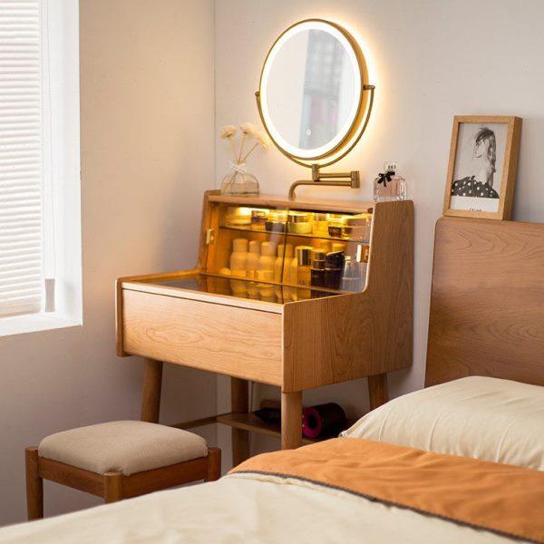 梳妆台小型50cm实木卧室迷你化妆台60cm小户型极窄化妆桌日式床头