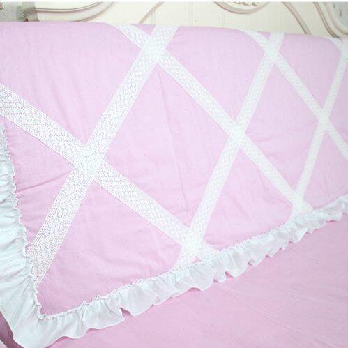 韩式布艺全棉床头套粉色玫红色夹棉床头罩床头软包可定做尺寸包邮