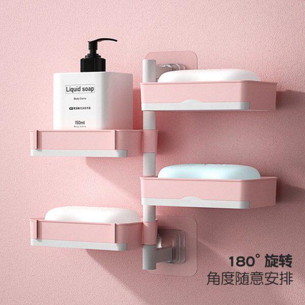 肥皂盒壁挂沥水免打孔置物架2022新款旋转多功能肥宅盒放香皂架子