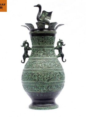 班德拉斯仿古青铜单鹤双耳瓶摆件家居送礼礼品 开业礼品商务礼品