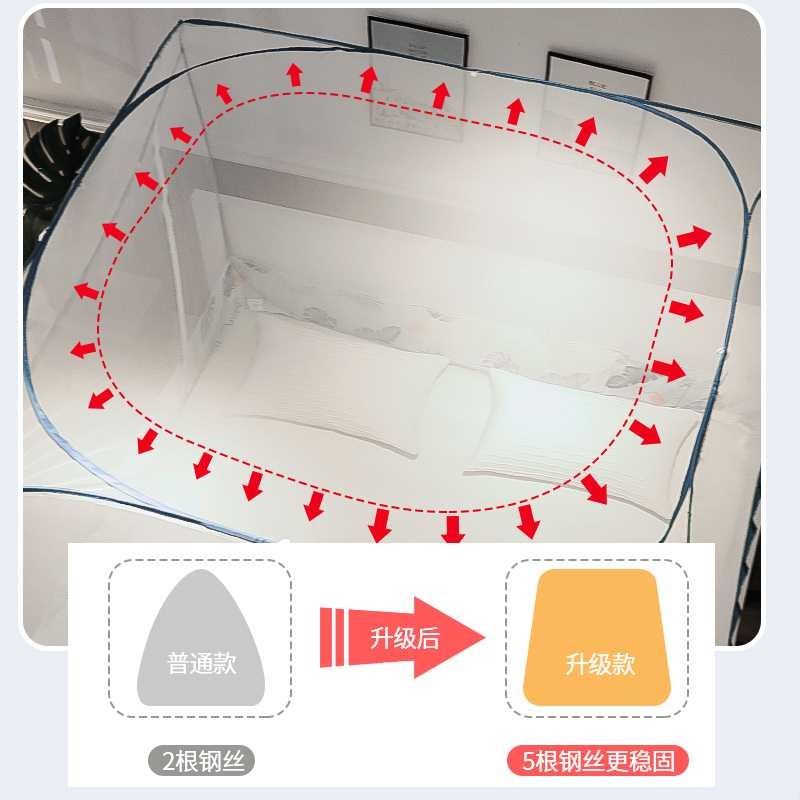 家用免安装蒙古包蚊帐1.8m床拉链儿童防摔纹账宿舍卧室可折叠1.5m