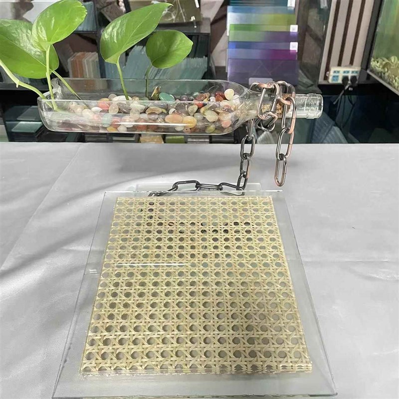 双层夹丝玻璃屏风隔断客厅推拉门酒店夹绢丝夹竹编艺术玻璃定制