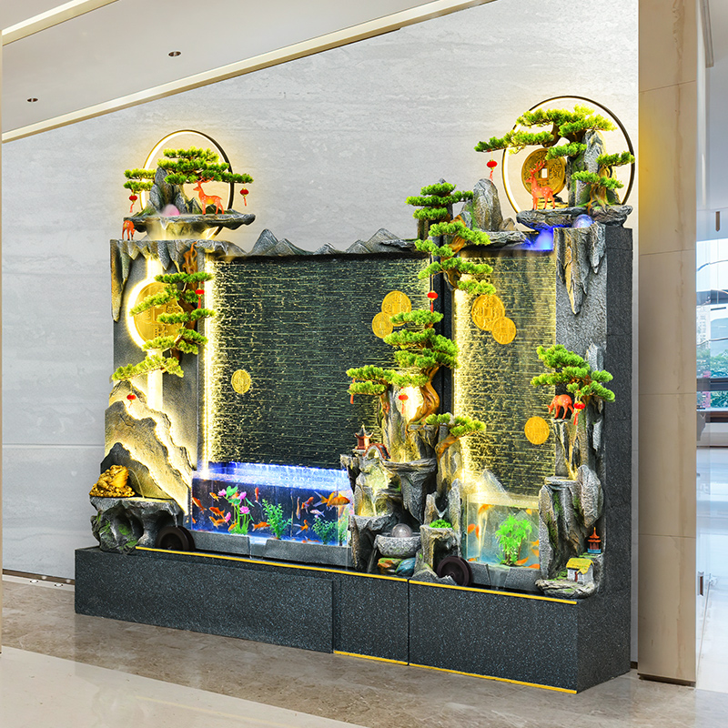 水幕墙鱼缸流水屏风隔断客厅假山摆件循环水喷泉阳台庭院鱼池造景